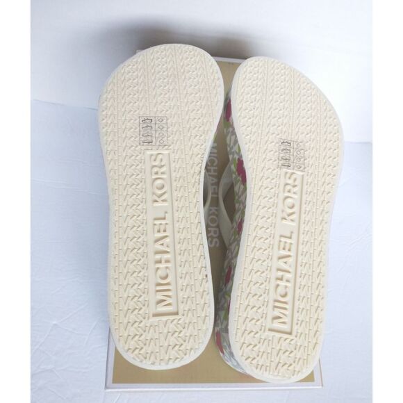 New! MICHAEL KORS MK Logo Jet Set Bedford Platform Wedge Thong Sandals Shoes - Picture 6 of 6